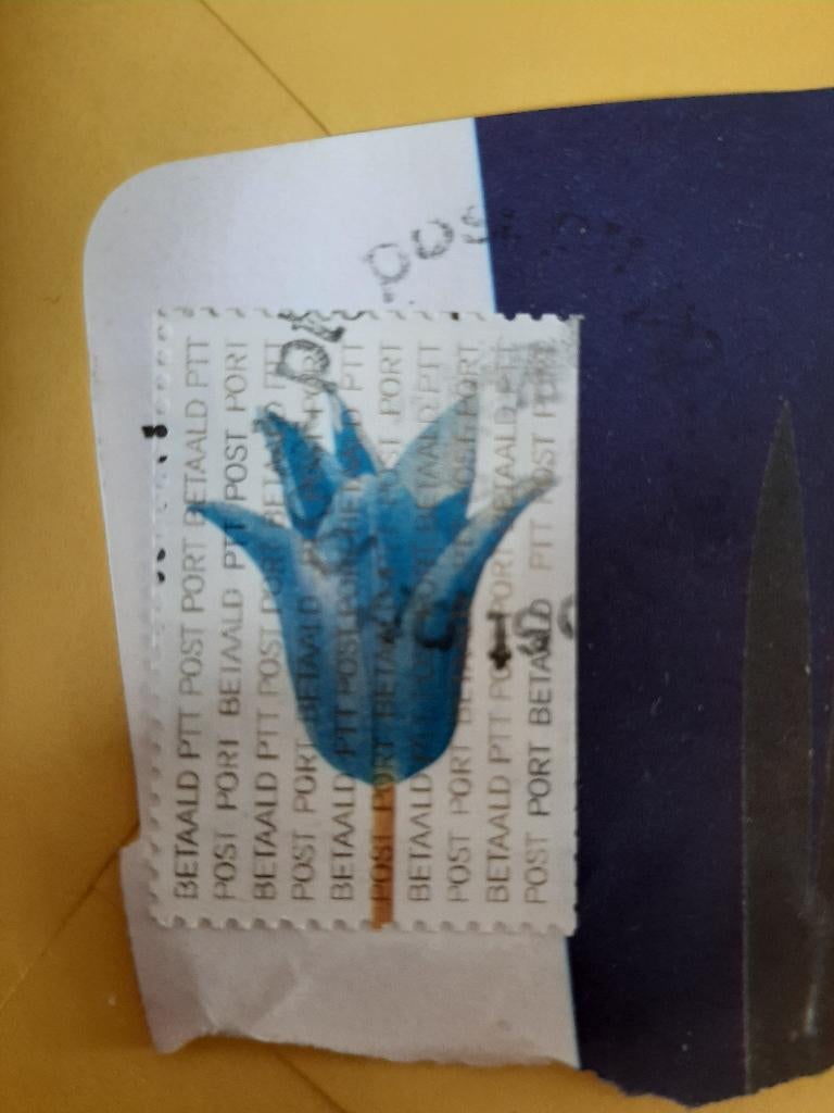 Port betaald zegel tulp blauw, Verzenden, Gestempeld