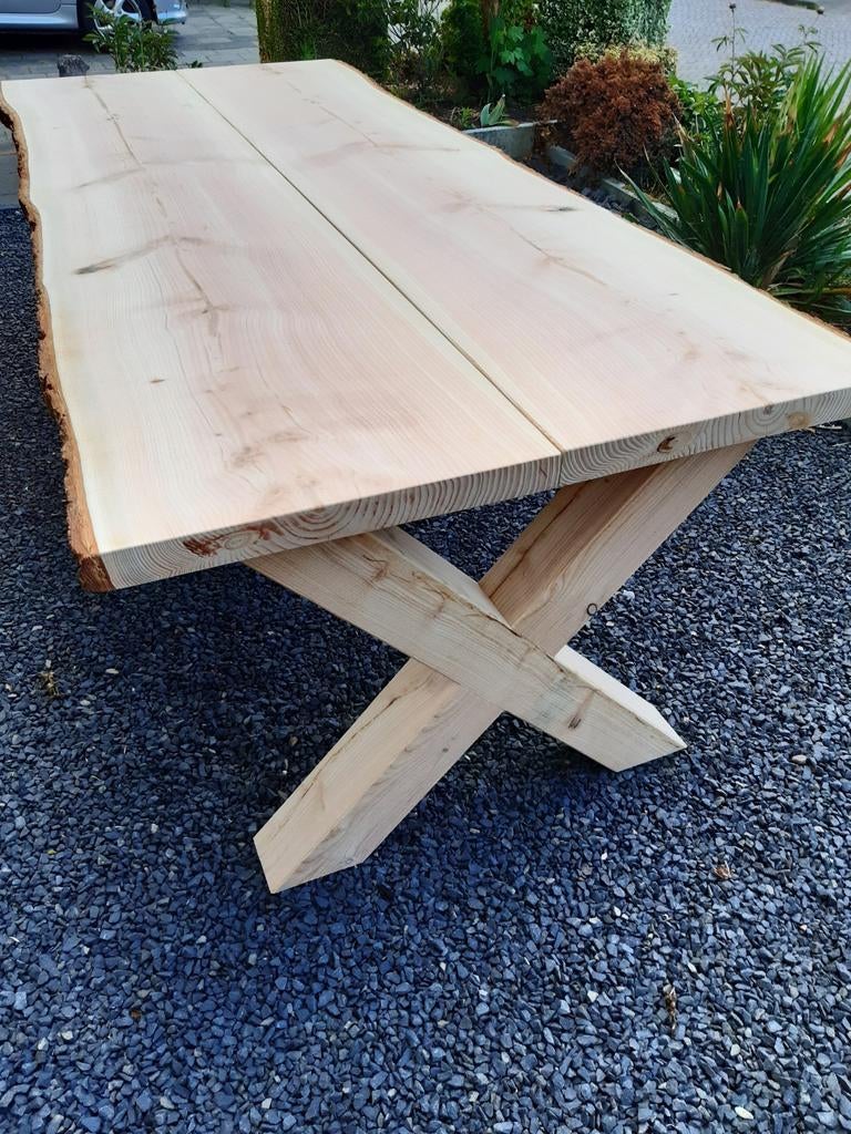 Tuintafel boomstamtafel picknicktafel   douglas schaaldelen, Tuin en Terras, Ophalen, Nieuw, Rechthoekig, Hout
