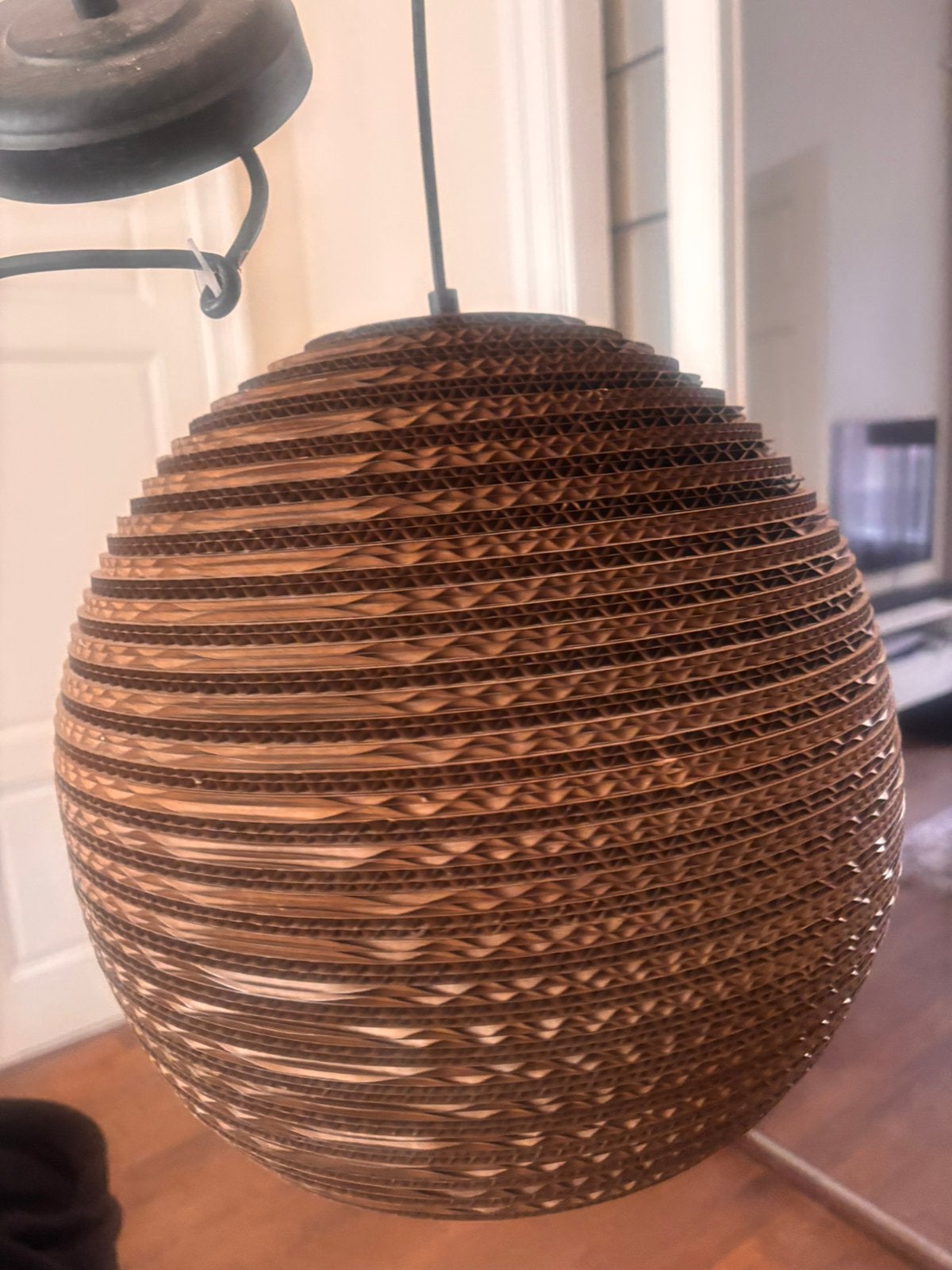 Hanglamp golfkarton, Huis en Inrichting, Ophalen, Zo goed als nieuw, Rond