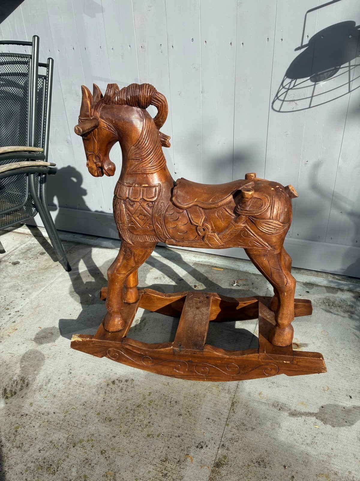 Groot Houten  paard , handgesneden, Ophalen, Houtsnijwerk, 50 - 100 cm, Hout