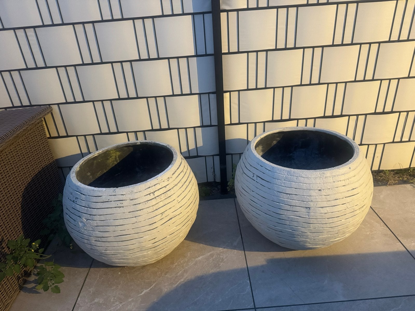 Capi Set van 2 ronde bloempotten van beton, Gebruikt, Balkon, Rond, Ophalen of Verzenden