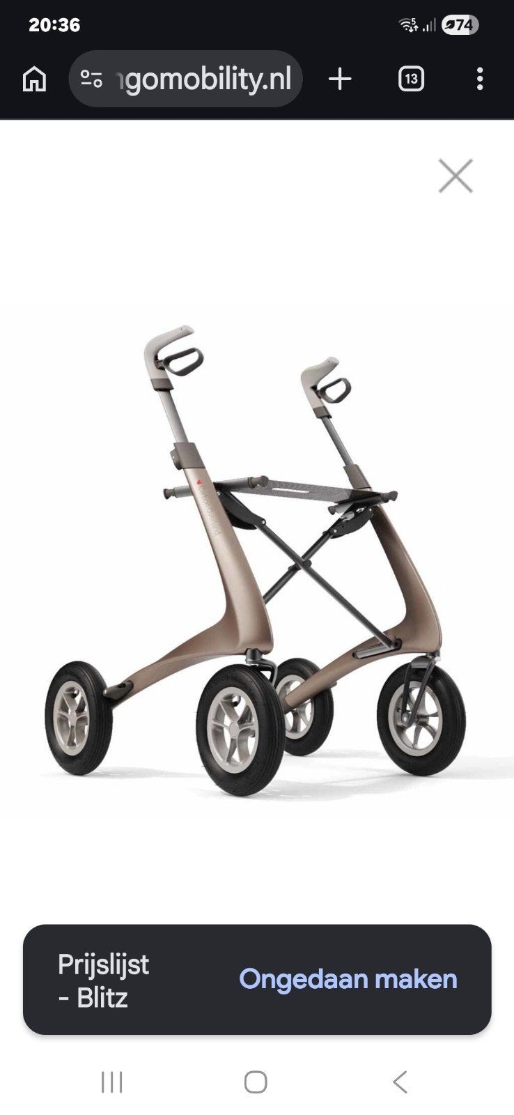 Rollator Acre Carbon Overland, Diversen, Ophalen, Zo goed als nieuw