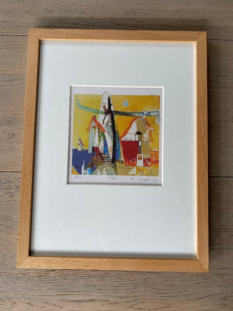 Prachtige Ingelijste Zeefdruk "Himn" – Kantcho Kanev (1998), Abstract, Zeefdruk, Ophalen of Verzenden, Gesigneerd