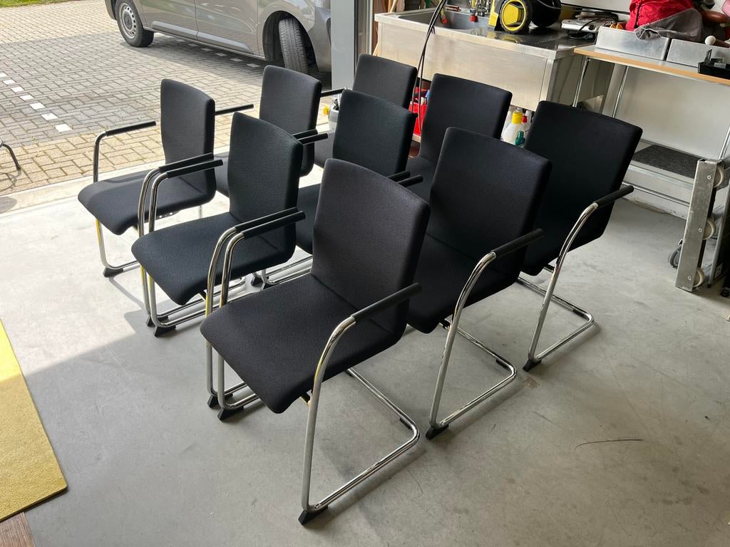 25 Lande Ray Vergaderstoelen slede stoel (Gispen) chroom, Ophalen, Gebruikt, Stof, Geen