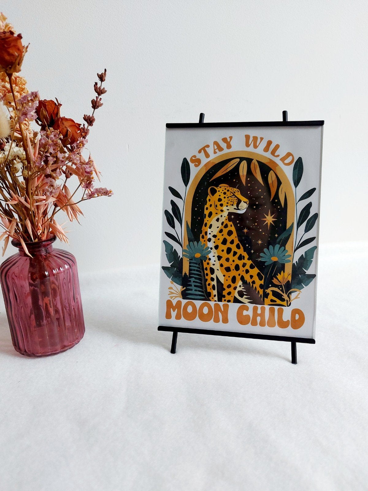 Decoratief glasplaatje met luipaardprint - Stay Wild, Meerkleurig, Boho, Onbekend, Ophalen of Verzenden