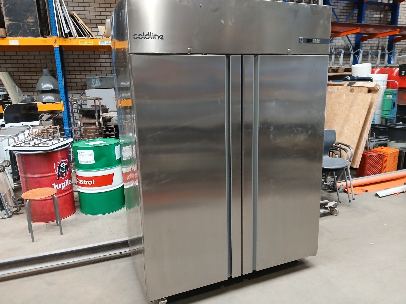 Coldline DEFECT Professionele RVS Koelkast/Vriezer, Gebruikt, 200 liter of meer, 60 cm of meer, Met aparte vriezer