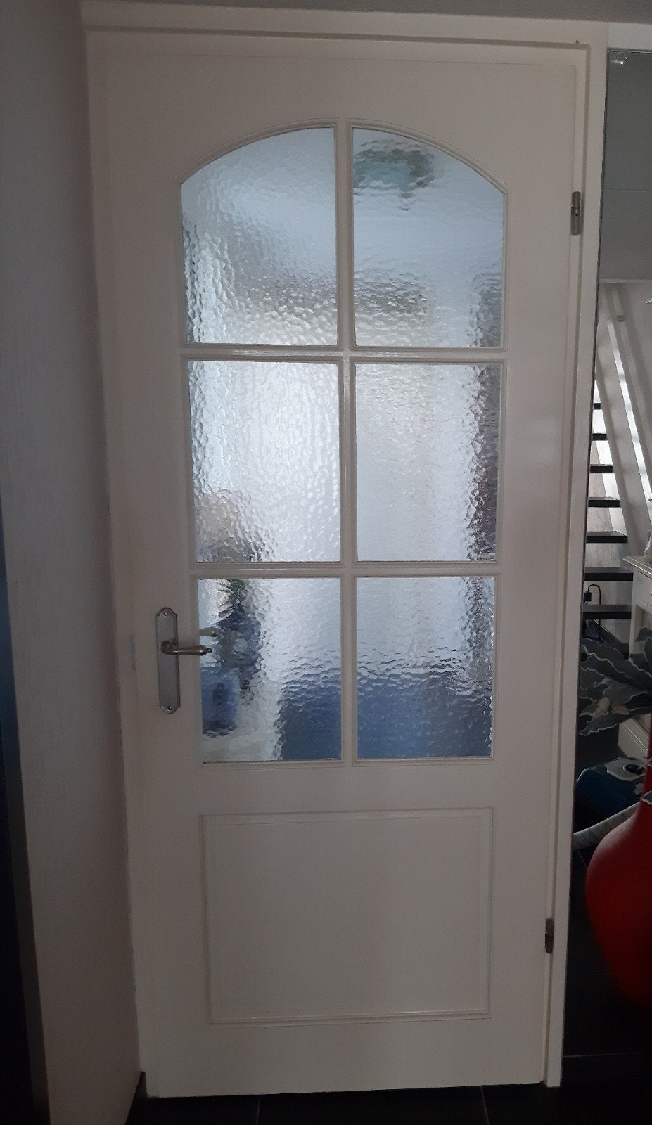 Witte Opdek Binnendeur met Glaspanelen 211/5 bij 83, Gebruikt, 80 tot 100 cm, Binnendeur, Ophalen of Verzenden