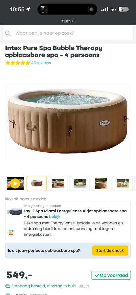 Intex pure spa bubbelbad/jaccuzi, Tuin en Terras, Bubbelbaden en Hottubs, Zo goed als nieuw, Ophalen
