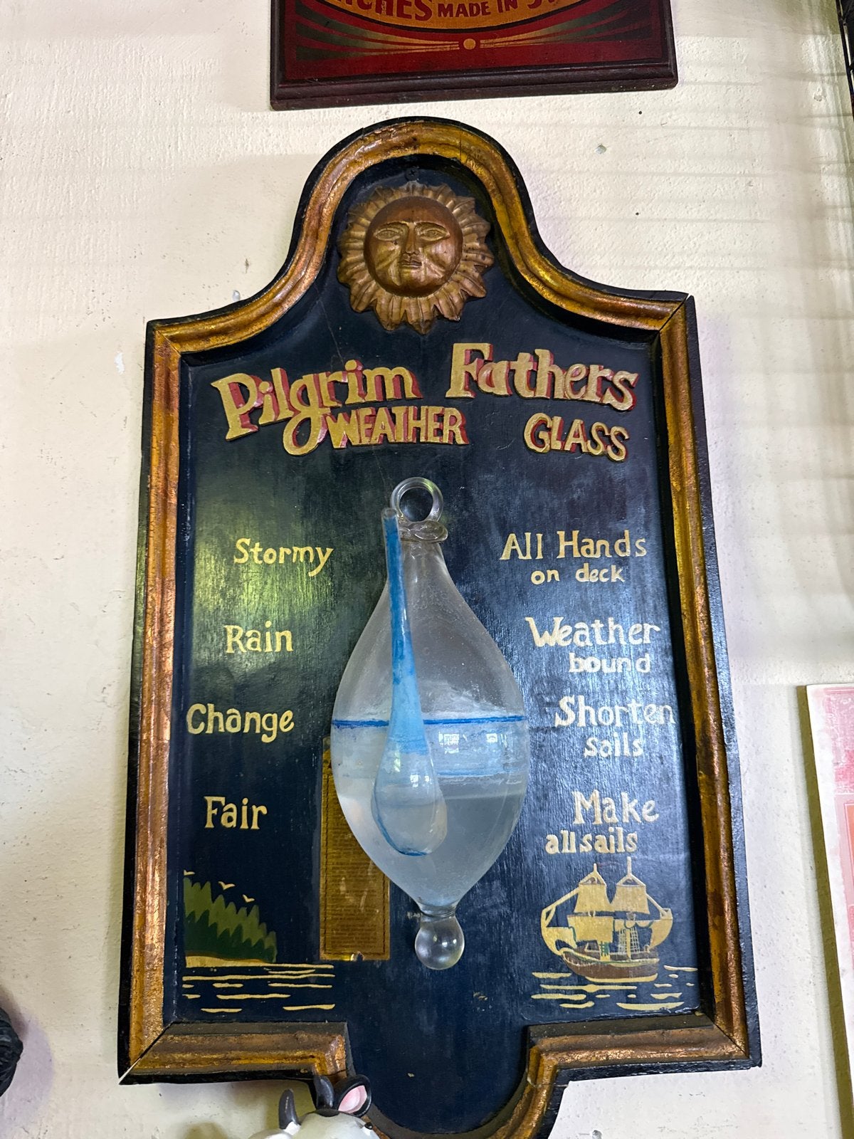 Antieke Pilgrim Fathers Weerglas Barometer, Ophalen of Verzenden, Gebruikt, Barometer