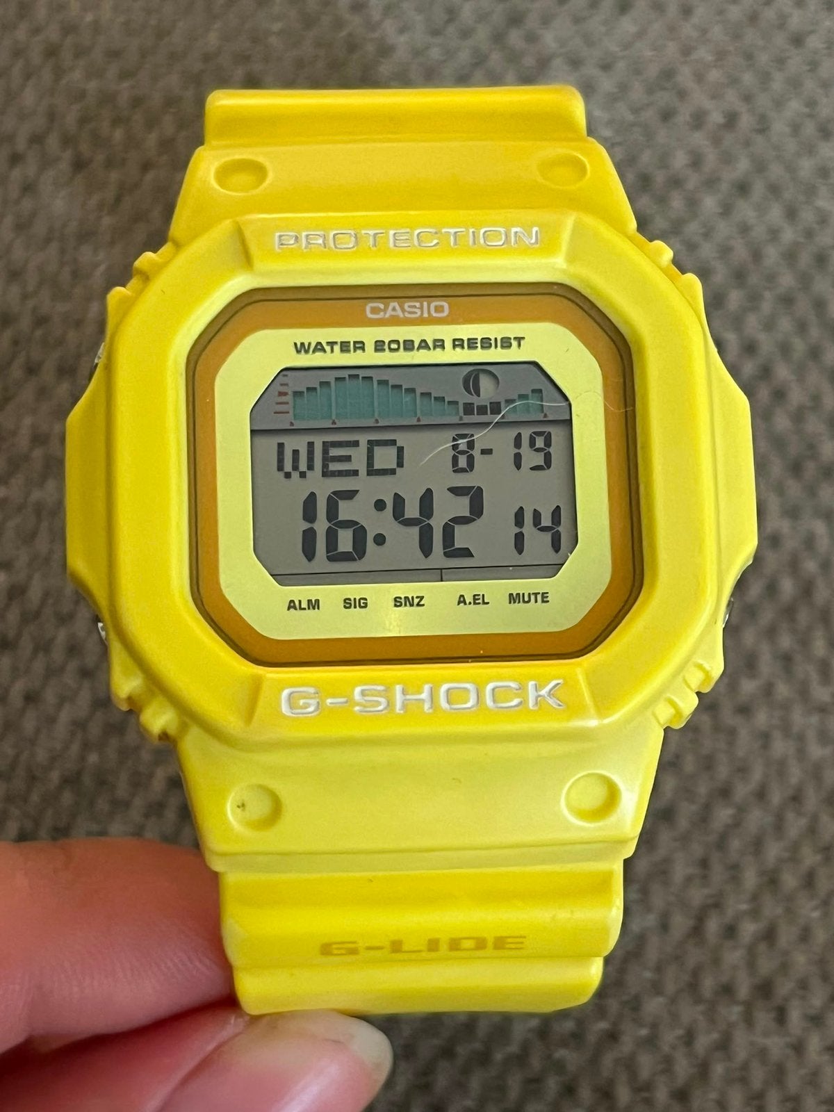 G-Shock horloge geel, Ophalen, Geel, Zo goed als nieuw, Waterdicht