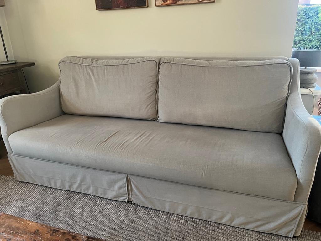 Prachtige grijs/taupe bank, perfect voor landelijk interieur, Huis en Inrichting, Banken | Bankstellen, Ophalen, 150 tot 200 cm
