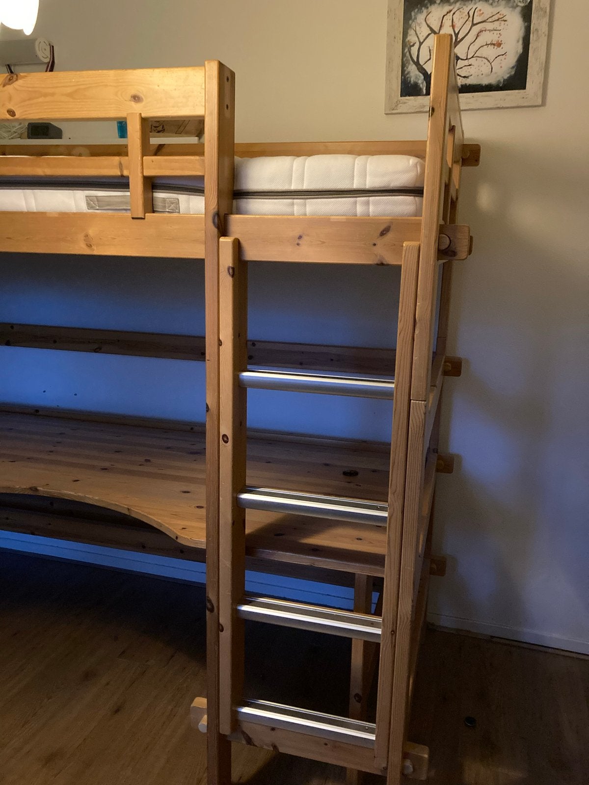 Hoogslaper met bureau en Auping spiraalbodem, Ophalen, Hoogslaper, Eenpersoons, 160 tot 180 cm