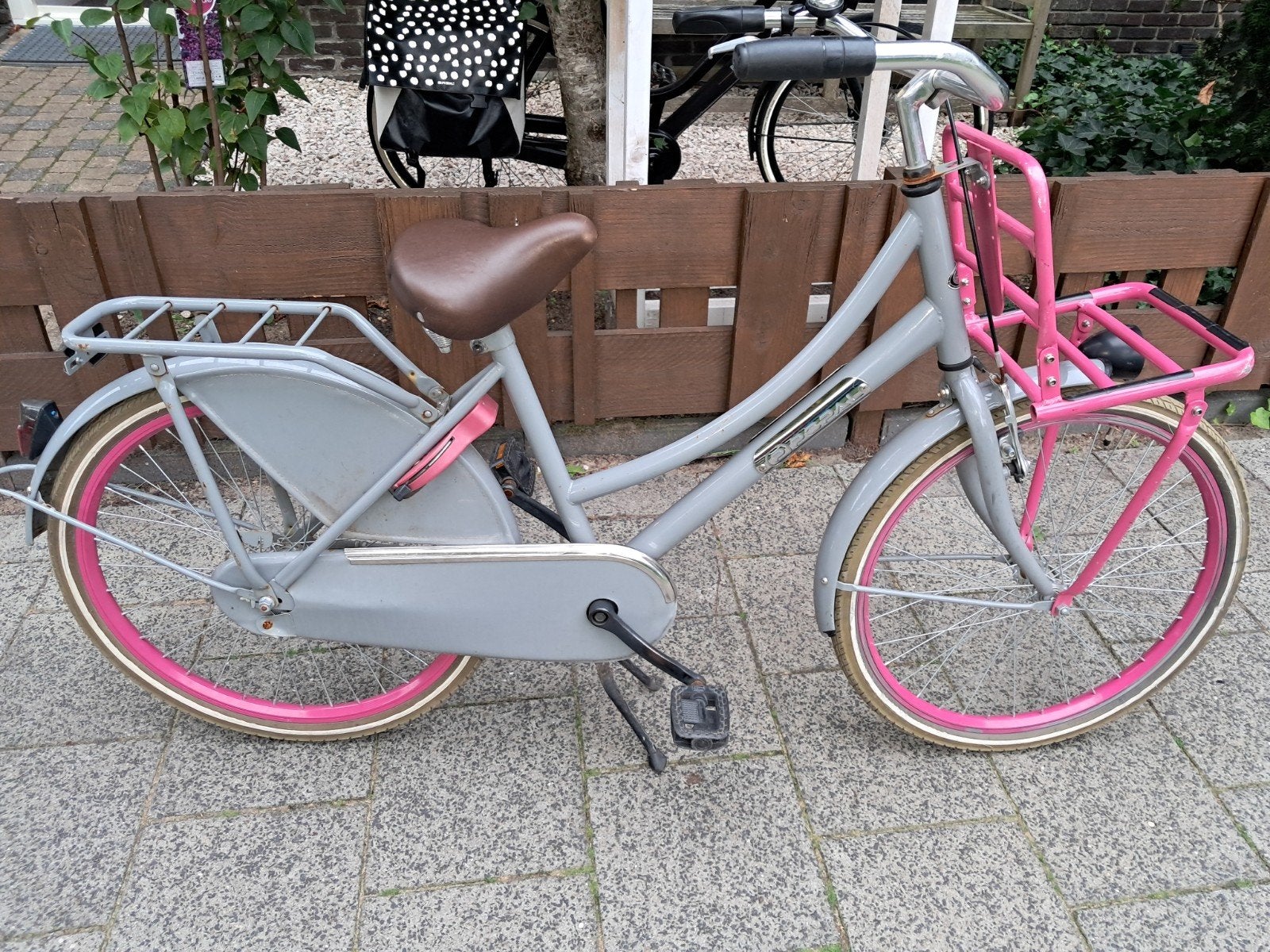 Popal meisjesfiets 24 inch roze grijs transportfiets, Fietsen en Brommers, Terugtraprem, Handrem, Ophalen, Overige merken