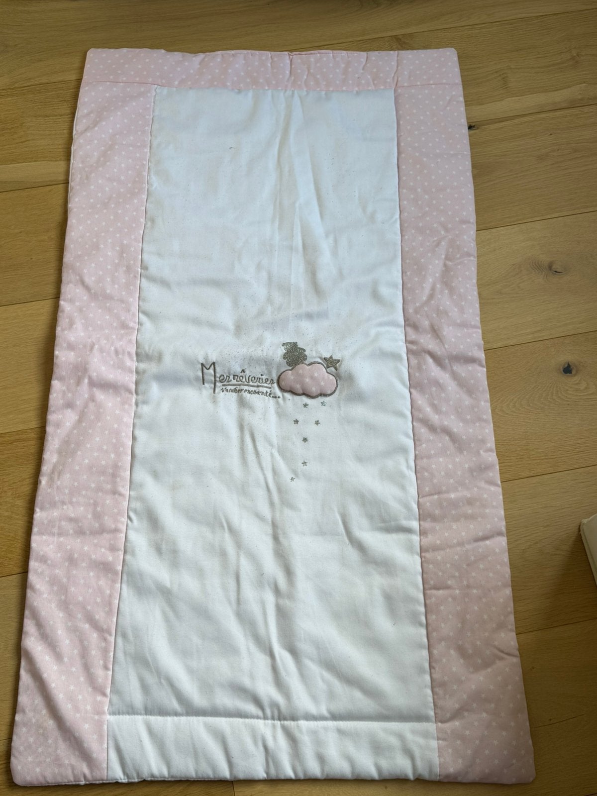 Roze baby aankleedkussenhoes met sterren en wolkje, Ophalen, Gebruikt