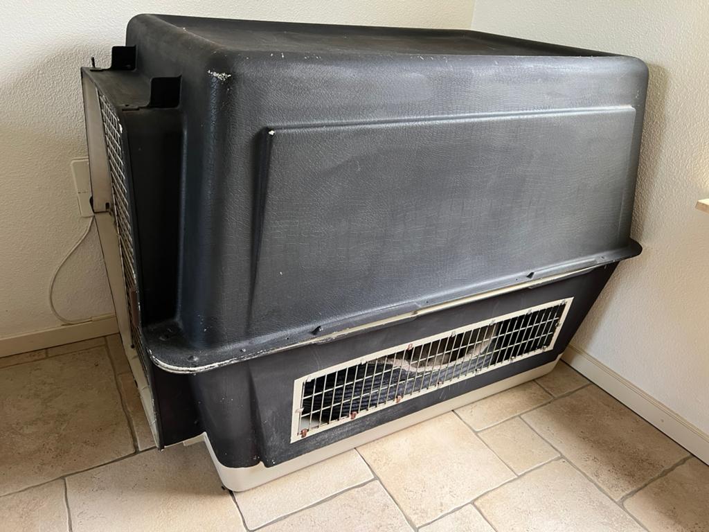 Gratis grote vliegtuig XXXL hondenbench / dierentransportbox, Ophalen, Gebruikt