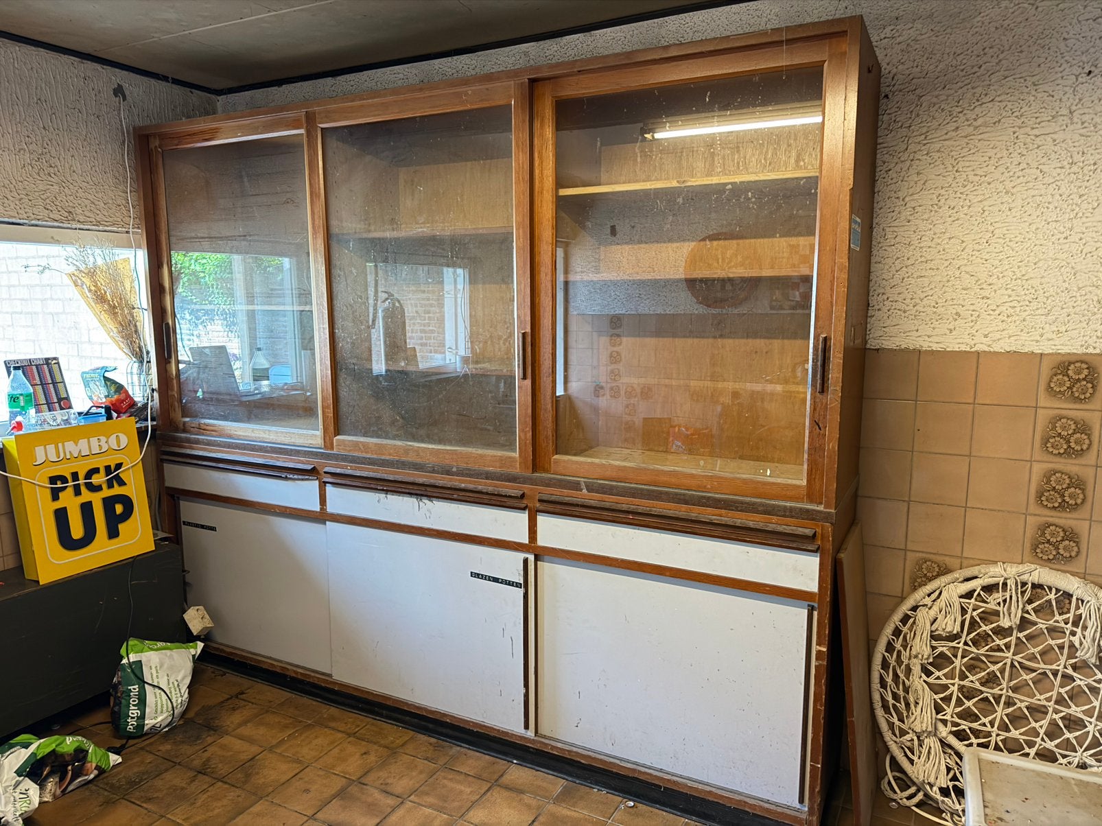 Vintage winkel- voorraadkast / apothekerskast, Ophalen, Zo goed als nieuw, 25 tot 50 cm, 200 cm of meer