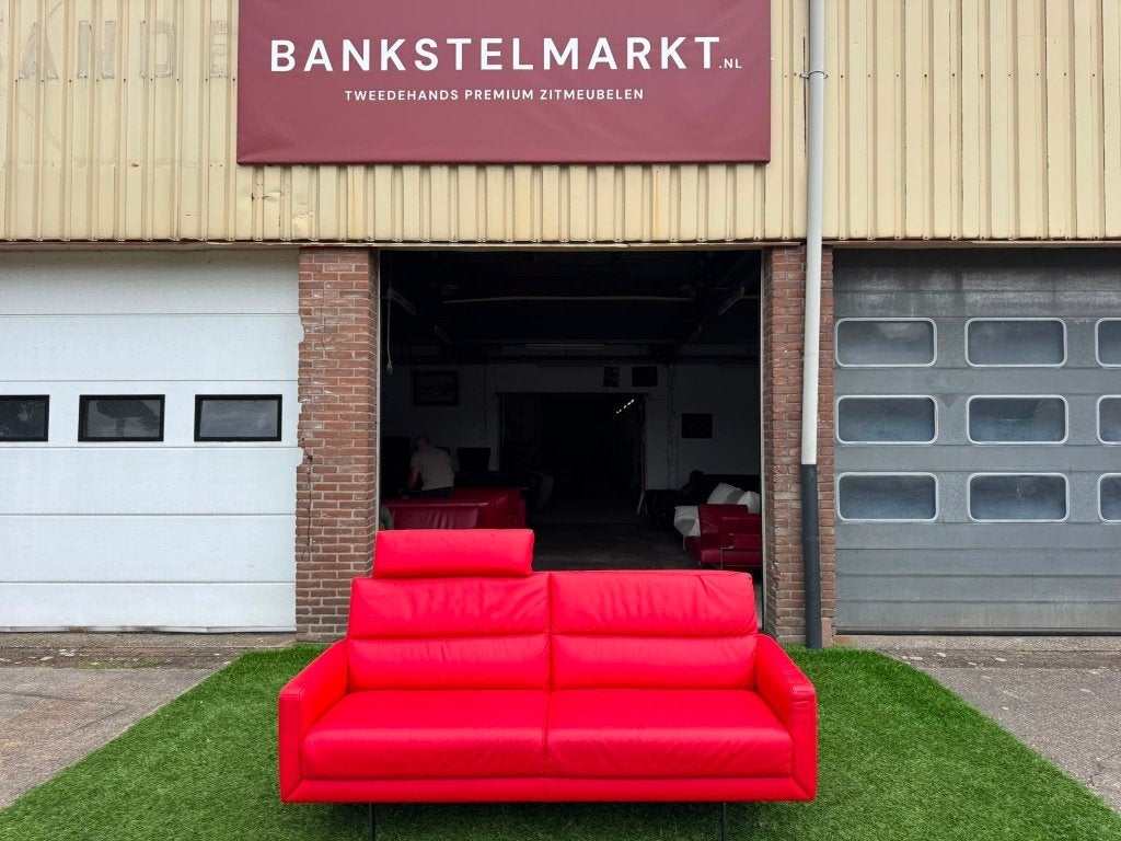 Bankstel PROMINENT T-508 3zit  bank rood leer design sofa, Ophalen, Prominent, Geen, Pahest@hotmail.nl