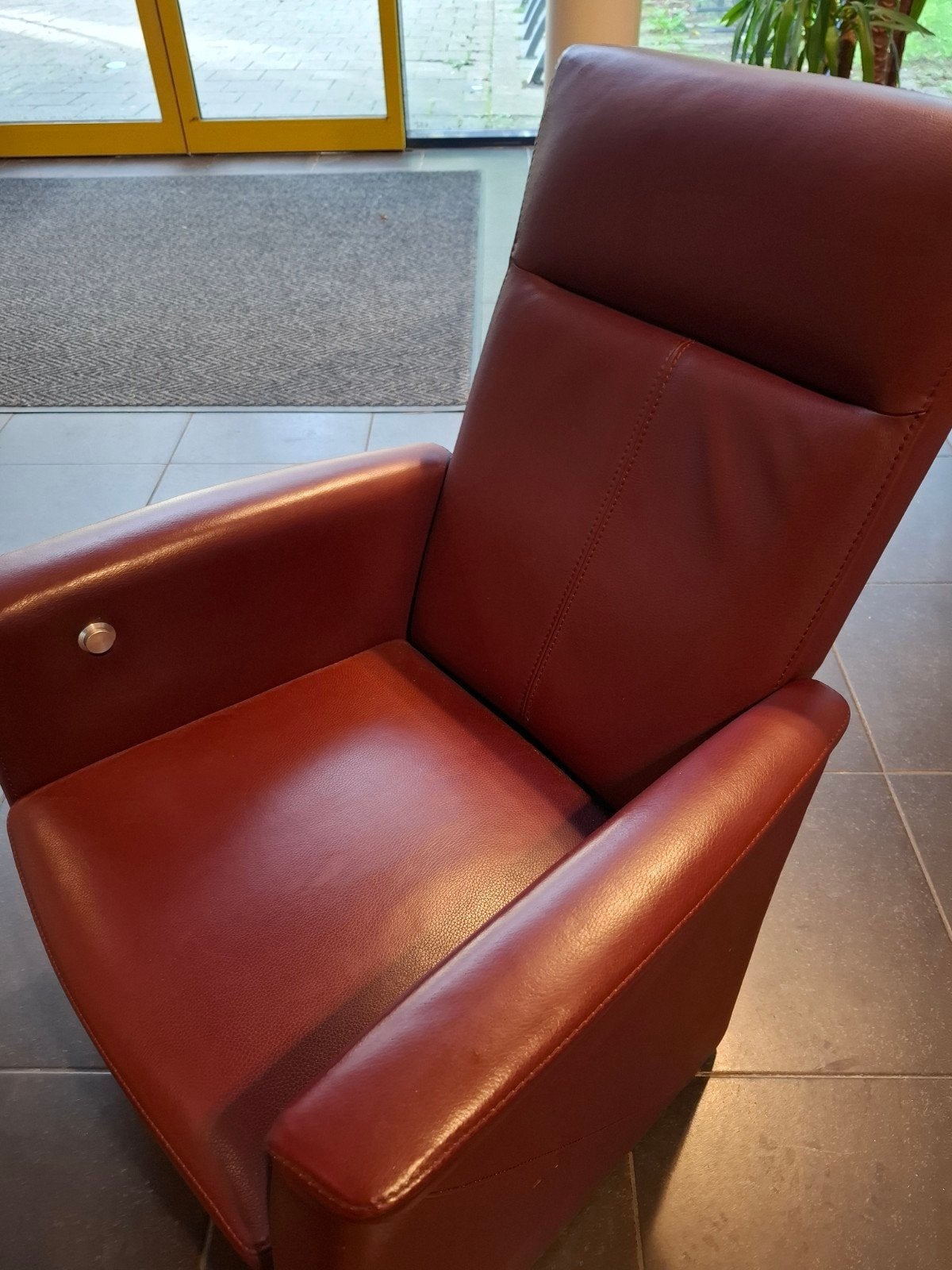 Leren fauteuil - Roodbruin, Huis en Inrichting, Ophalen, Gebruikt, Klassiek, Comfortabel, Leer