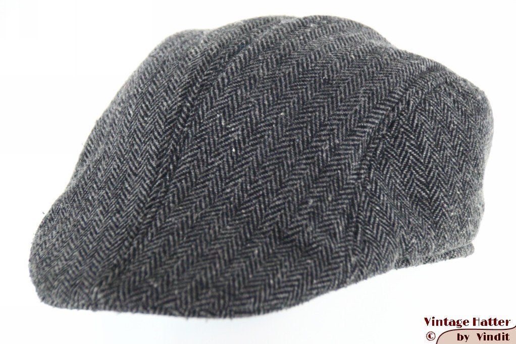 Vintage flatcap Voorgevormde platte pet grijs visgraat 59-60, Ophalen of Verzenden, Gedragen, 58 of 59 cm (L, 7¼ of ⅜ inch), Pet