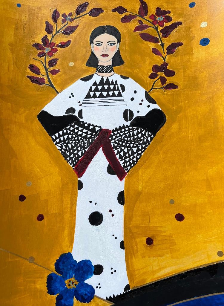 Handmade art Geisha in Zen, Antiek en Kunst, Kunst | Schilderijen | Modern, Ophalen of Verzenden