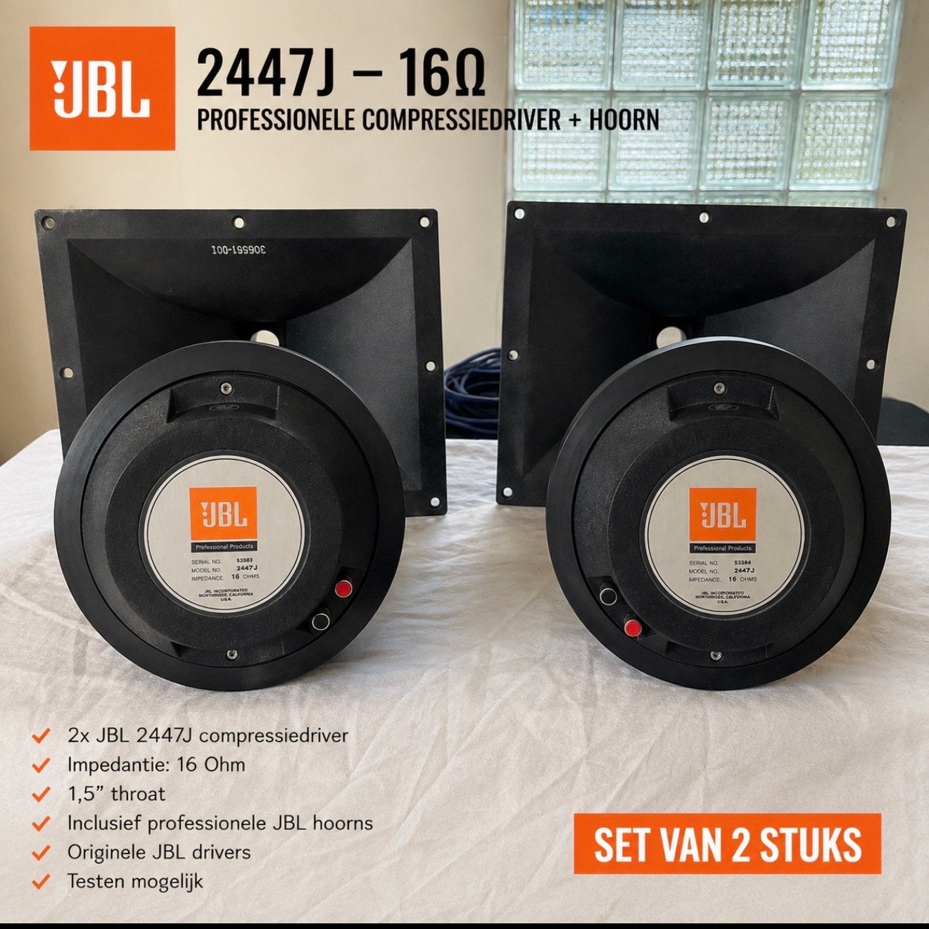 JBL 2447J - 16 Ohm Professionele Compressiedriver + Hoorn