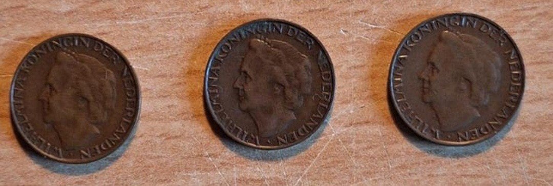 3 Koperen 1 Cent Munten 1948 Koningin Wilhelmina, Postzegels en Munten, Munten | Nederland, Ophalen of Verzenden, Koningin Wilhelmina