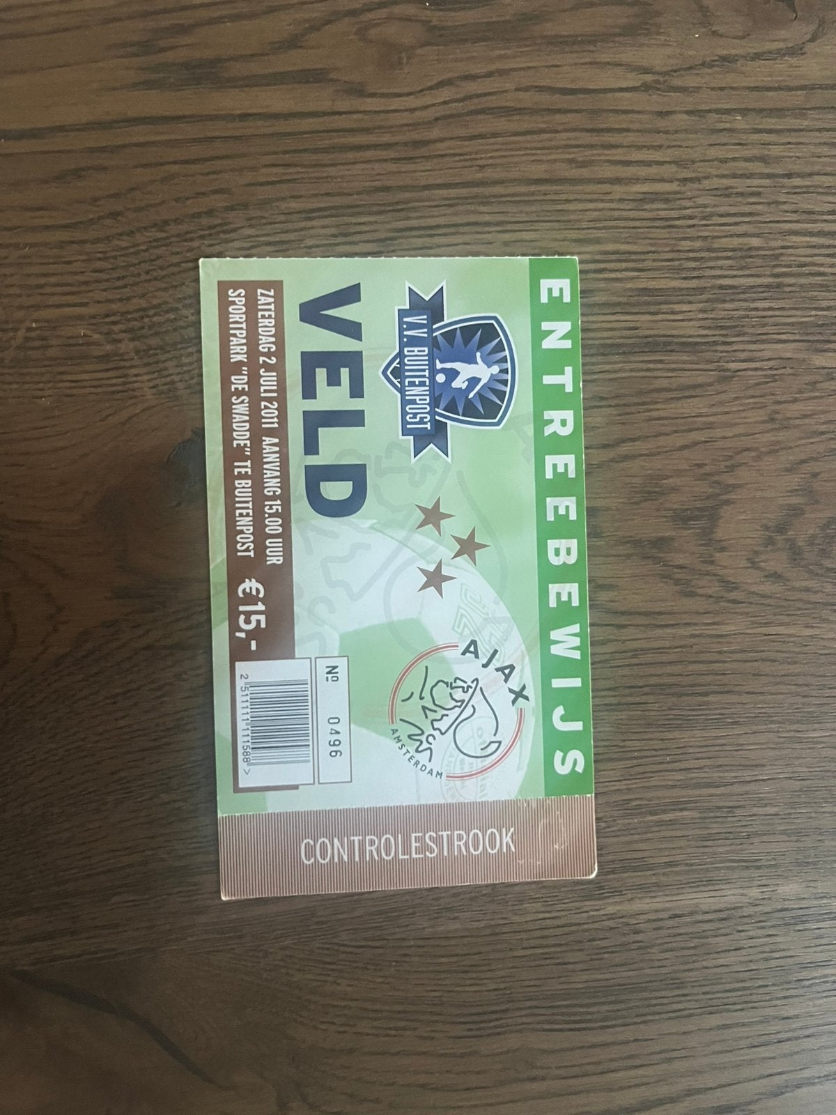 TICKET BUITENPOST-AJAX 2011, Ophalen of Verzenden, Zo goed als nieuw, Ajax, Overige typen