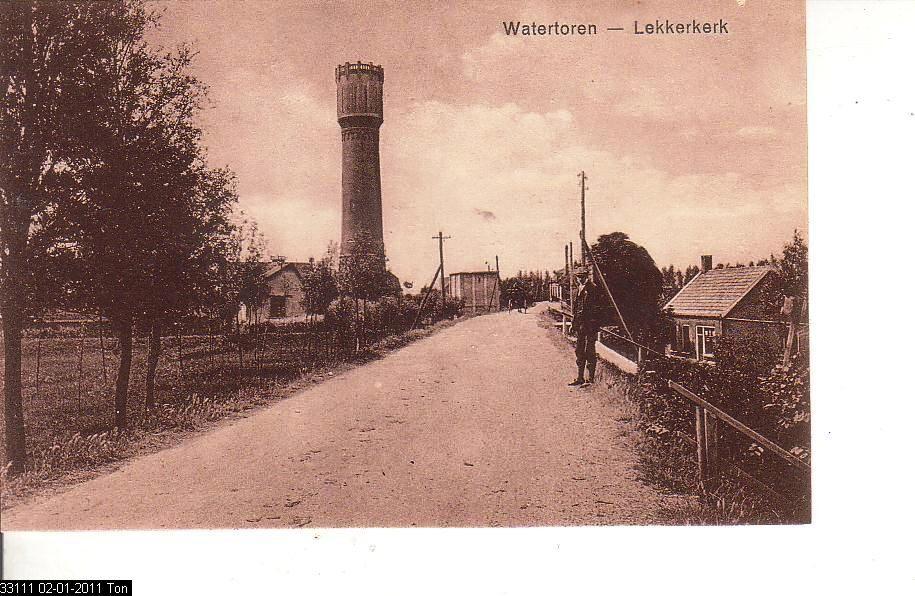 Ansichtkaart	Lekkerkerk	Watertoren, Verzenden, 1940 tot 1960, Gelopen, Zuid-Holland