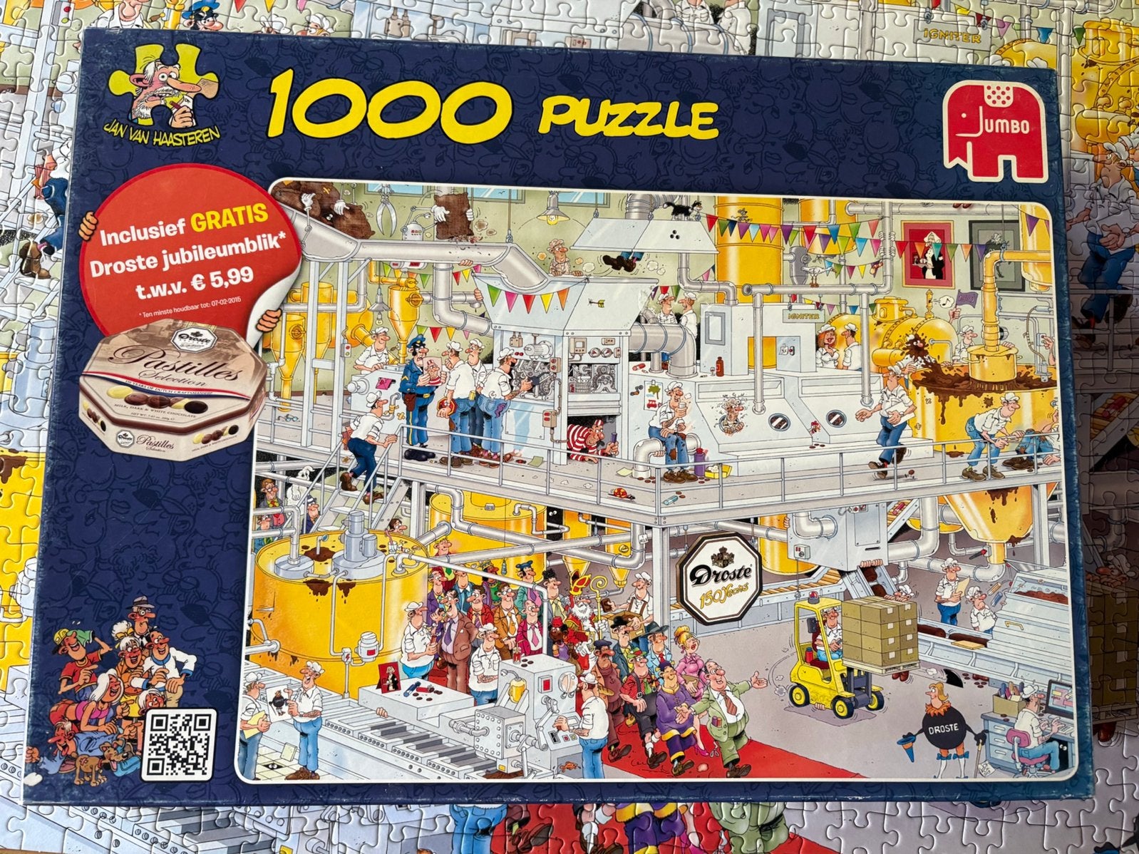 Jan van haasteren droste puzzel, Ophalen of Verzenden, 500 t/m 1500 stukjes, Gebruikt, Legpuzzel