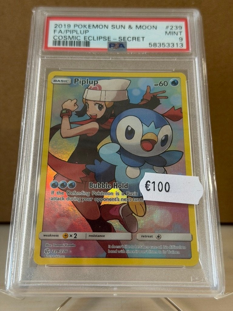FA Piplup - Cosmic Eclipse - PSA 9, Ophalen of Verzenden, Nieuw, Losse kaart, Foil