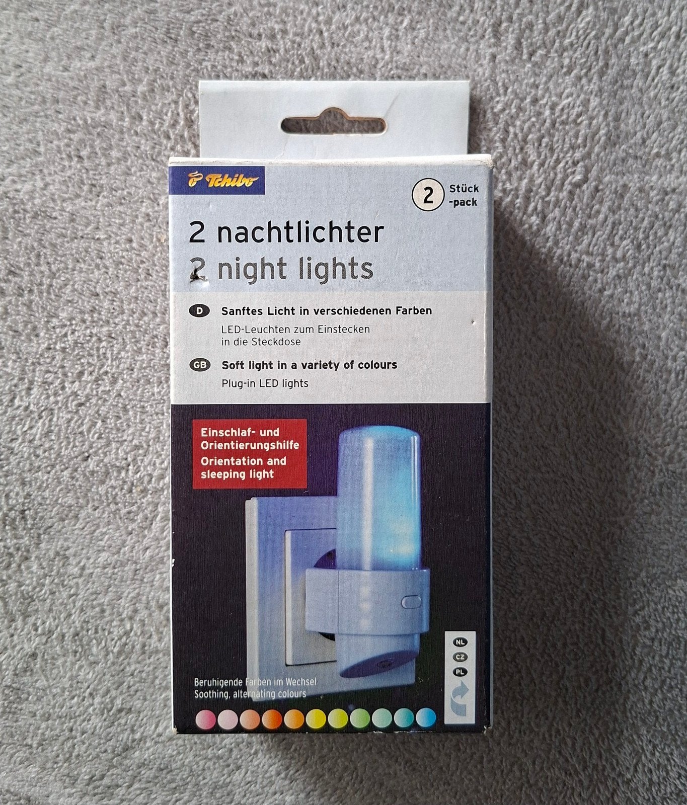 Tchibo LED Nachtlampjes (2 stuks) - Zacht Licht in Kleuren, Huis en Inrichting, Overige merken, Kunststof, Meerkleurig, Nieuw