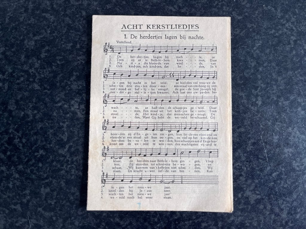 Acht Kerstliedjes - Oud Muziek vouwblaadje uit 1931, Ophalen of Verzenden