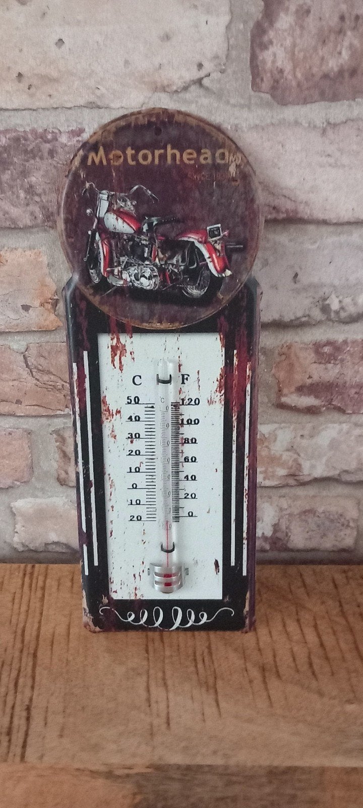 Metalen Motor Wand Thermometer:Motorhead, Huis en Inrichting, Buitenthermometer, 1446dt, Nieuw, Metaal