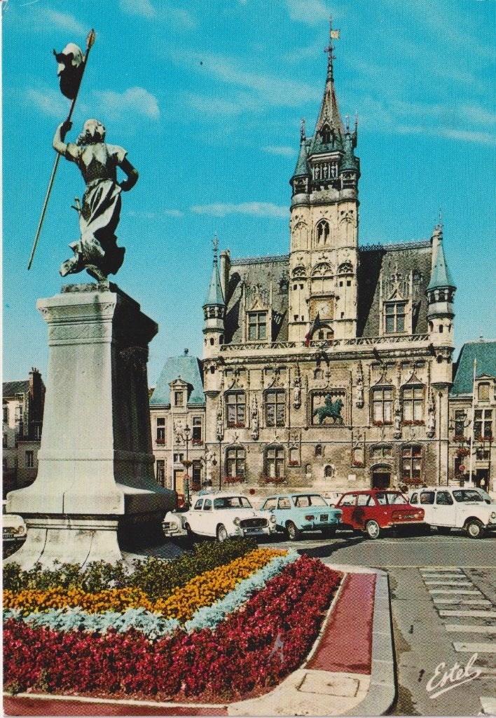 Frankrijk, Compiegne met auto's oa DAF 44, Peugeot 403, Ophalen of Verzenden, 1960 tot 1980, Ongelopen, Frankrijk