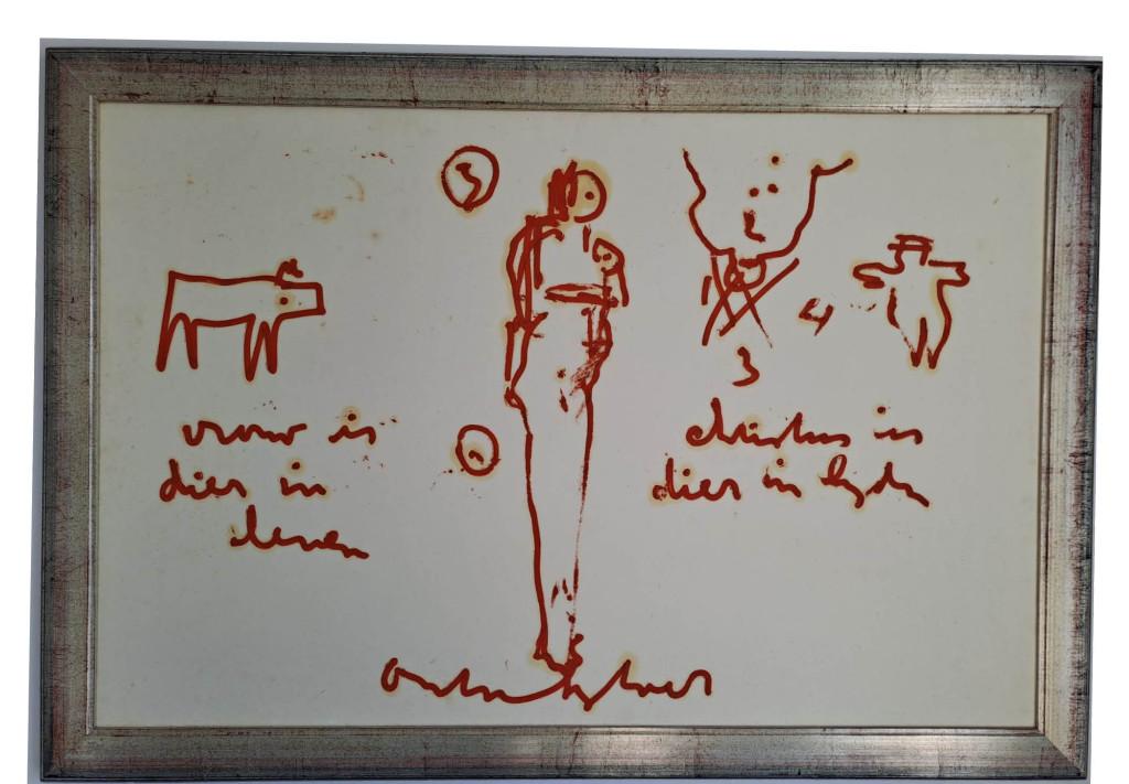 Anton Heyboer (1924) Acryl Doek "Vrouw is dier in leven" Ges, Ophalen of Verzenden