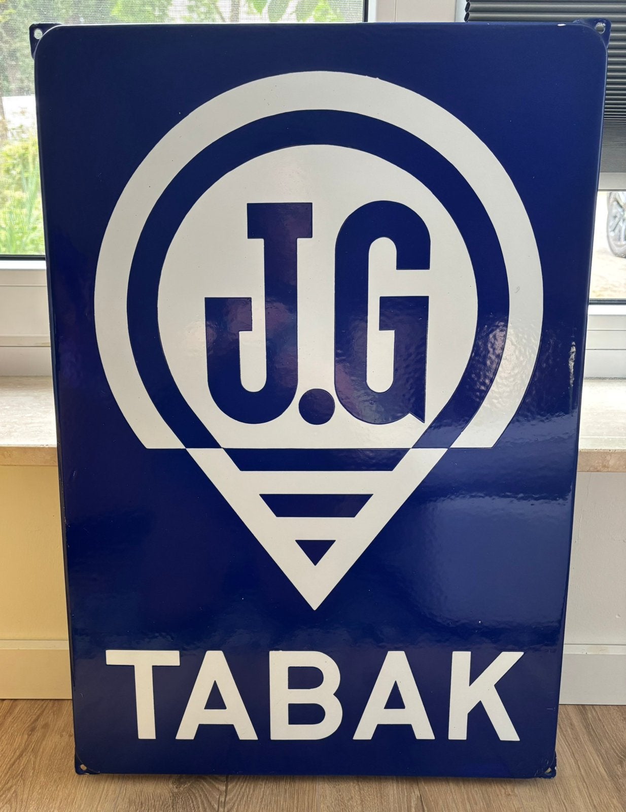 Emaille reclamebord JG Tabak - Langcat Bussum, Verzamelen, Ophalen of Verzenden, Zo goed als nieuw, Reclamebord