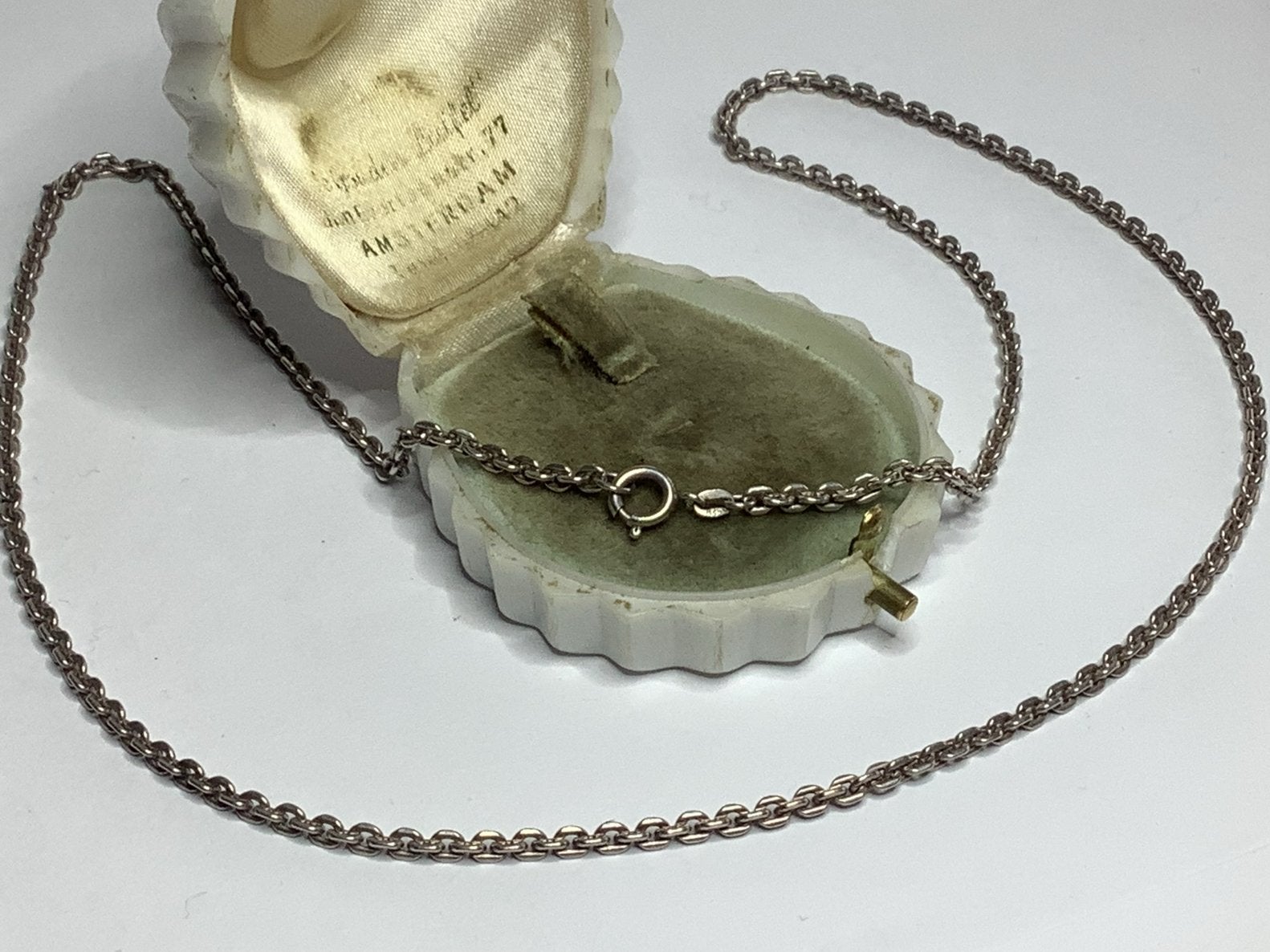 MASSIEVE GEKEURD ZILVER SCHAKEL COLLIER, Verzenden, Zilver, Ketting