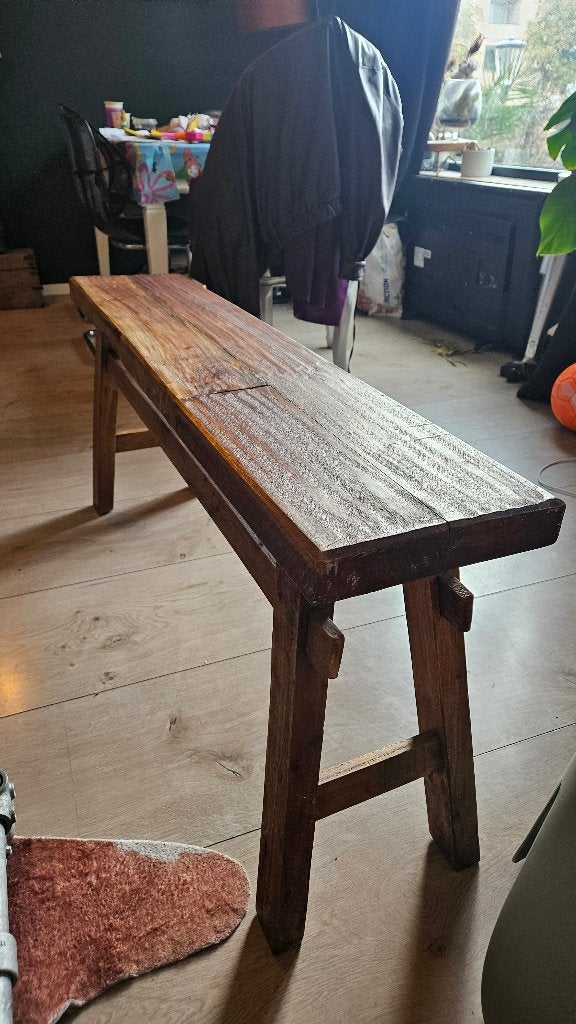 Teak Houten bankje, Huis en Inrichting, Krukjes, Ophalen, Zo goed als nieuw, Hout