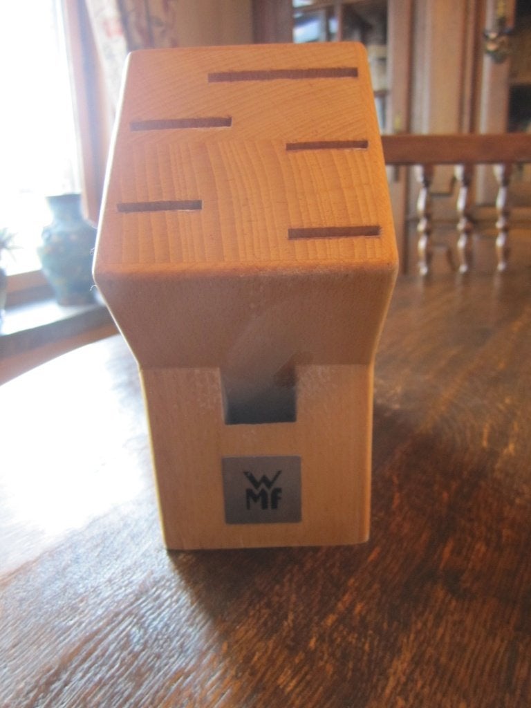 WMF houten messingblok - voor 5 messen en schaar, Overige typen, Verzenden, Zo goed als nieuw, Hout