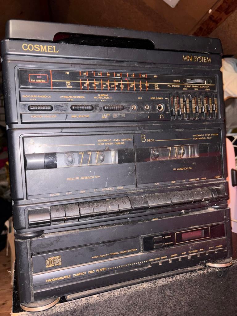 Cosmel Mini Stereo Systeem met CD, Cassette en Radio, Overige merken, Gebruikt, Cassettedeck, Ophalen of Verzenden