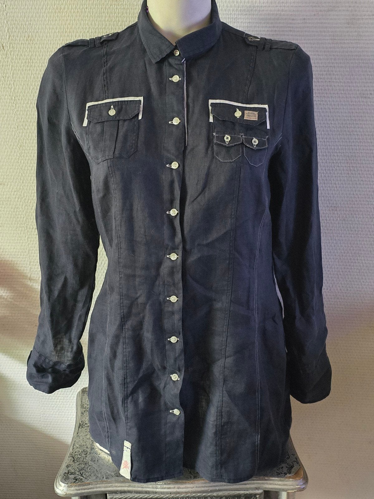 SCARVA Jeans Company Linnen Blouse Maat 40, Maat 38/40 (M), Blauw, Ophalen of Verzenden, SCARVA Jeans Company
