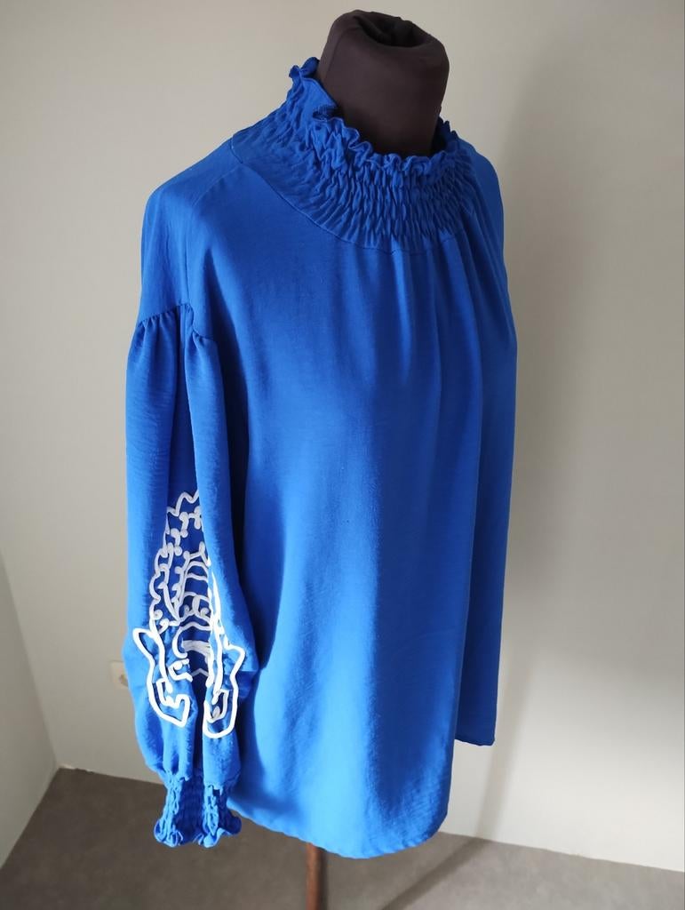 Prachtige Blouse Kobalt Maat 48/50, Made in Italy, Blauw, Blouse of Tuniek, Ophalen of Verzenden