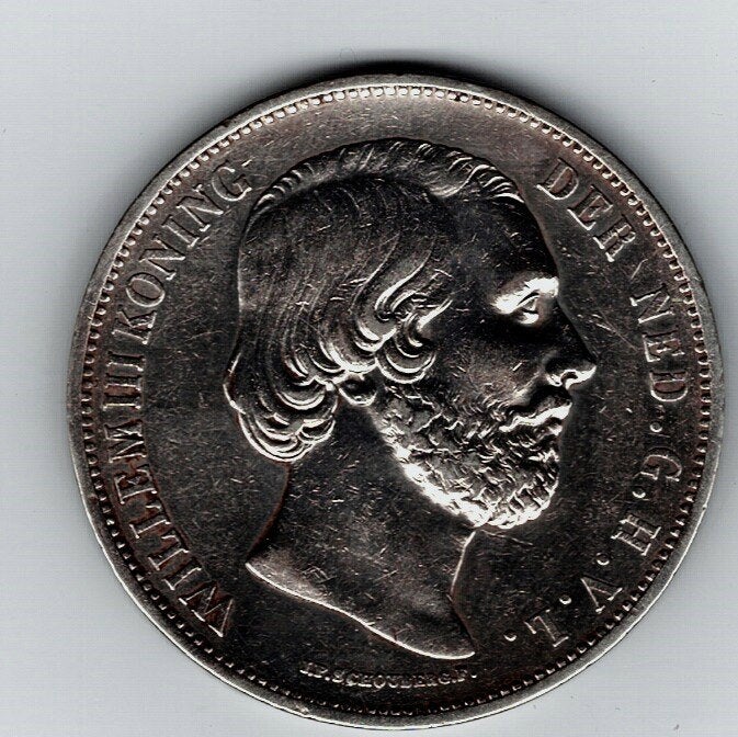 23-1688 Nederland 2 1/2 gulden 1866, Koning Willem III, Verzenden, Zilver, Losse munt