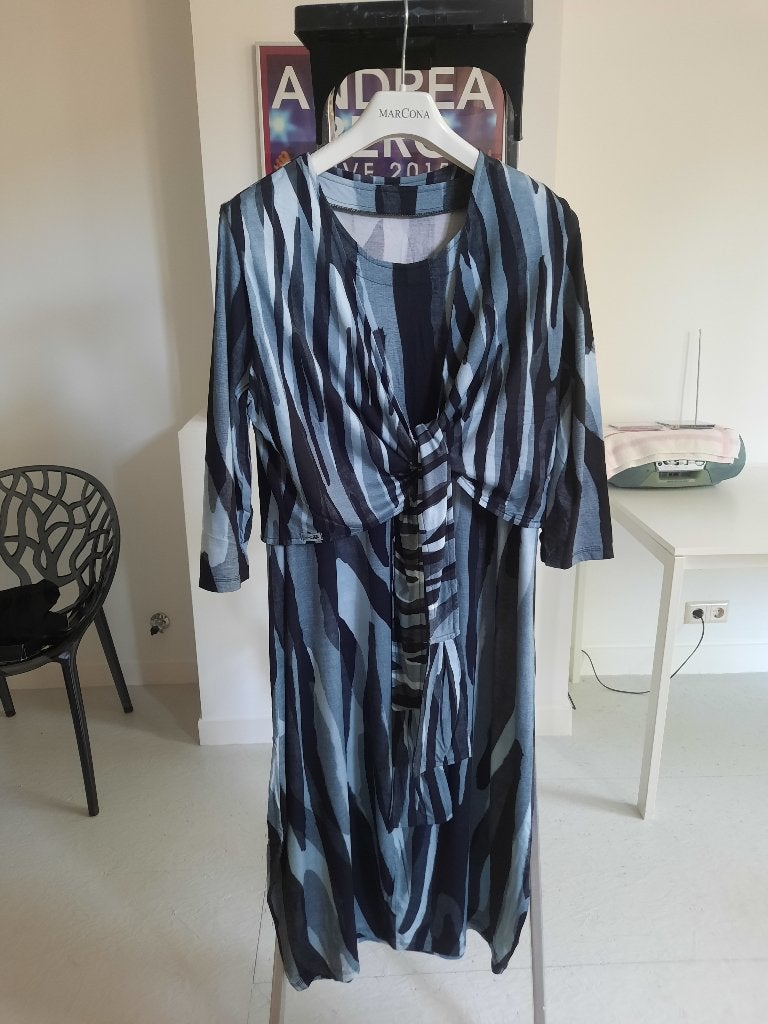 super leuke tricot jurk met strik gilet maat XL A lijn, Kleding | Dames, Jurken, Blauw, Maat 46/48 (XL) of groter, Ophalen of Verzenden