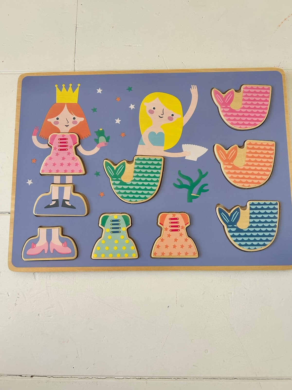 HEMA Houten Puzzel Prinses Zeemeermin Aankleedpuzzel, 2 tot 4 jaar, Gebruikt, 10 tot 50 stukjes, Ophalen of Verzenden