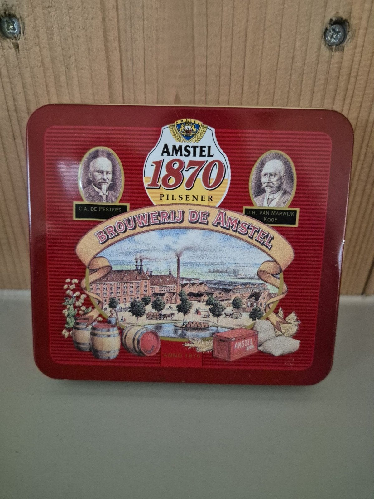 Vintage Amstel Bierblik 1870 Pilsener - Brouwerij De Amstel, Verzamelen, Ophalen of Verzenden, Gebruikt, Overige, Overige merken
