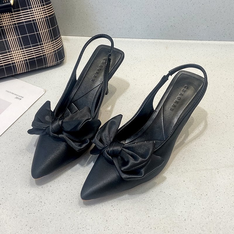 Zwarte pumps met strik hakken schoenen zomer loafers dames, Verzenden, Nieuw, Zwart, Pumps