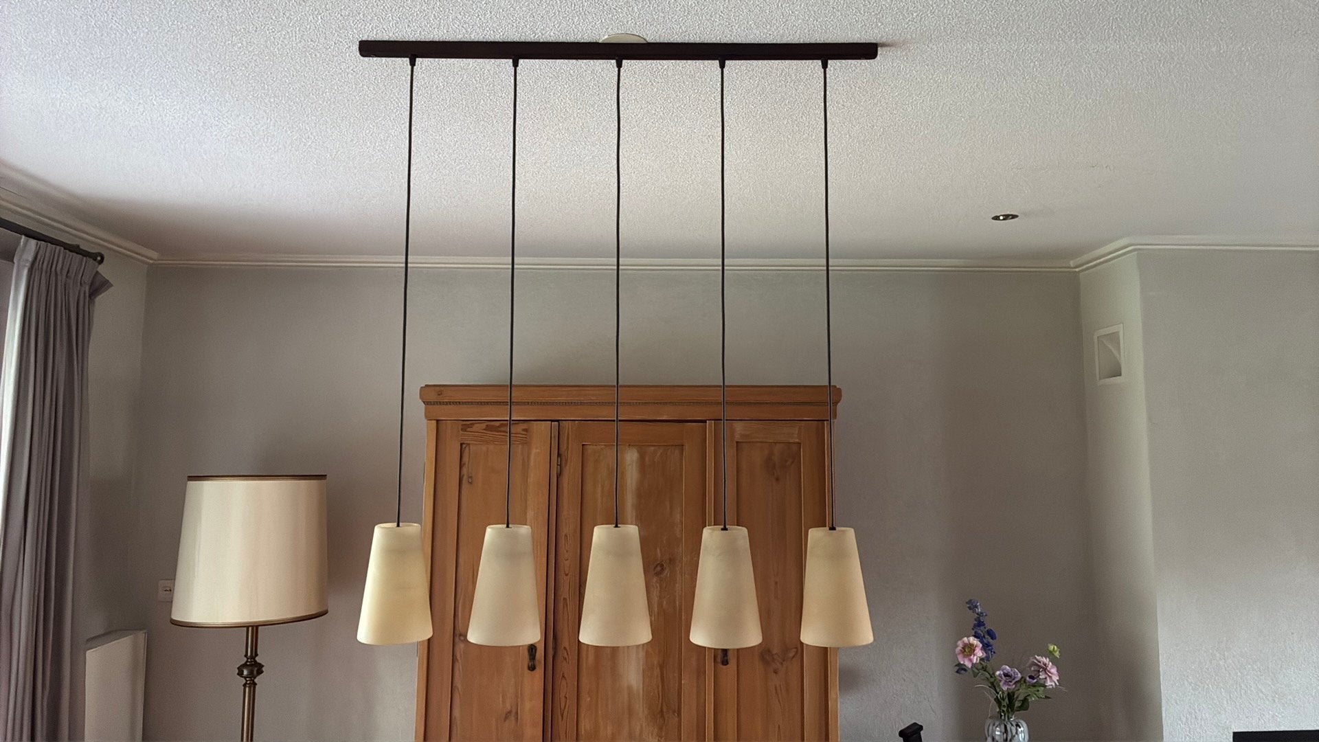 1 hanglamp met 5 losse kapjes, Ophalen, Gebruikt, Overige typen, Overige fittingen