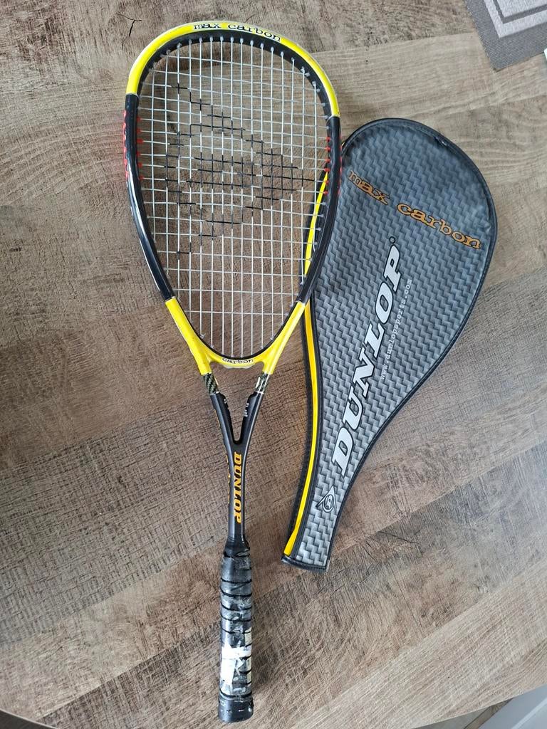 Dunlop Max Carbon Squash Racket met hoes, Sport en Fitness, Squash, Ophalen of Verzenden, Gebruikt, Met hoes