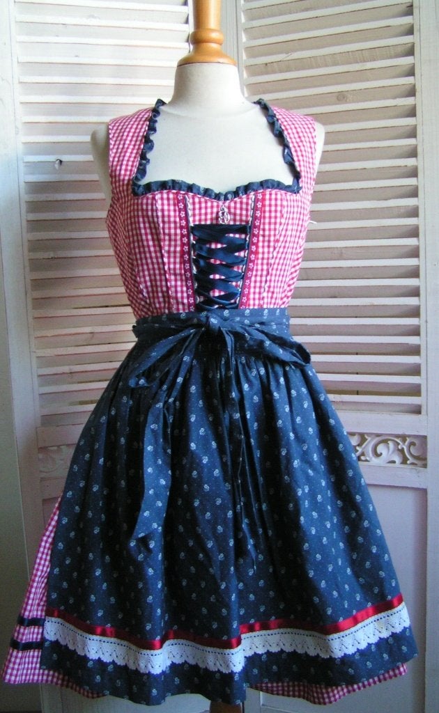 tiroler dirndl jurk en schort maat 38 nr XX 1024, Maat 38/40 (M), Carnaval, Verzenden, Zo goed als nieuw